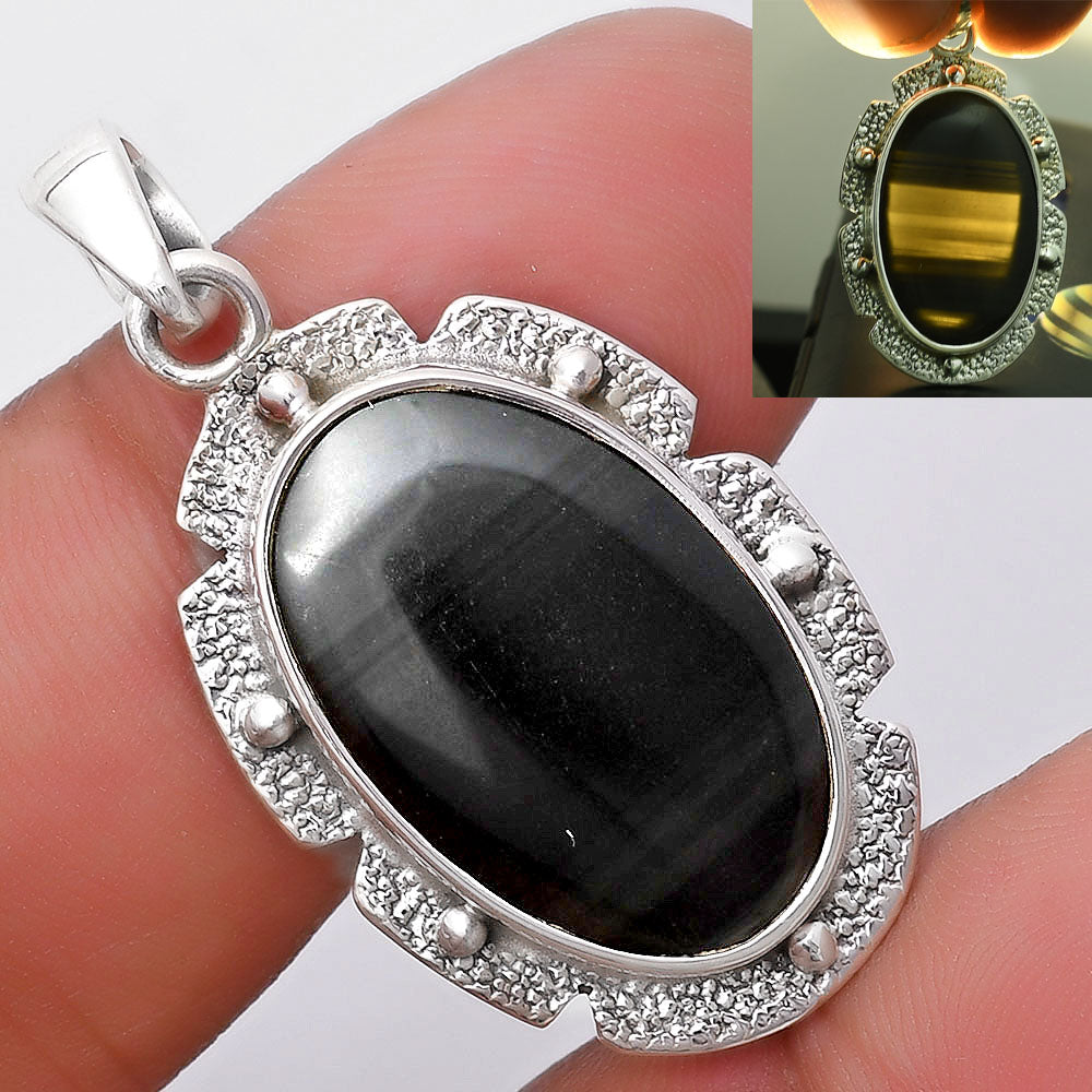 Natural Black Lace Obsidian Pendant P-1485 SDP130720
