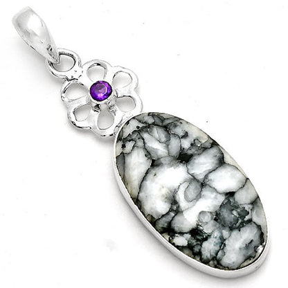 Natural Pinolith Stone & Amethyst Pendant P-1634 SDP130861