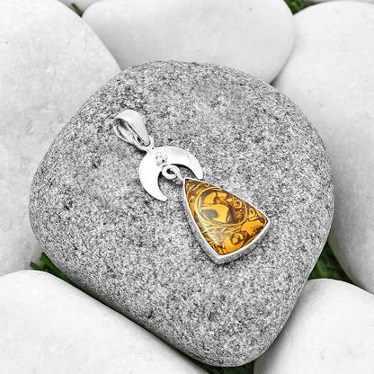 Crescent Moon - Coquina Fossil Jasper Pendant P-1133 SDP130867