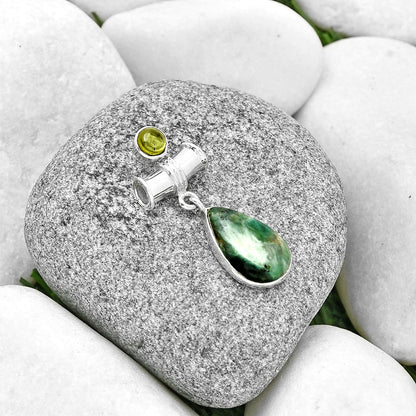 Dendritic Chrysoprase - Africa & Peridot Rough Pendant P-1337 SDP130868