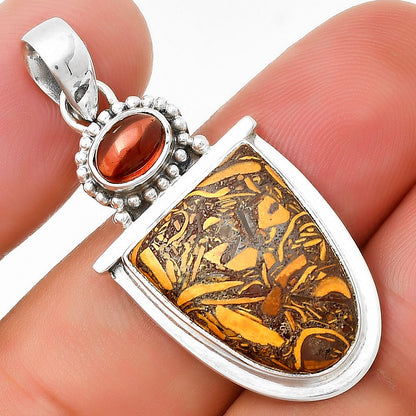 Coquina Fossil Jasper India & Garnet Pendant P-1289 SDP130895