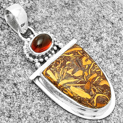 Coquina Fossil Jasper India & Garnet Pendant P-1289 SDP130895
