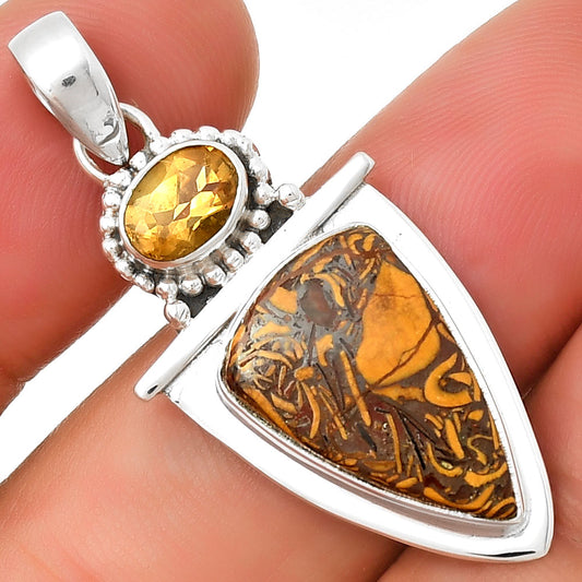 Coquina Fossil Jasper India & Citrine Pendant P-1289 SDP130898