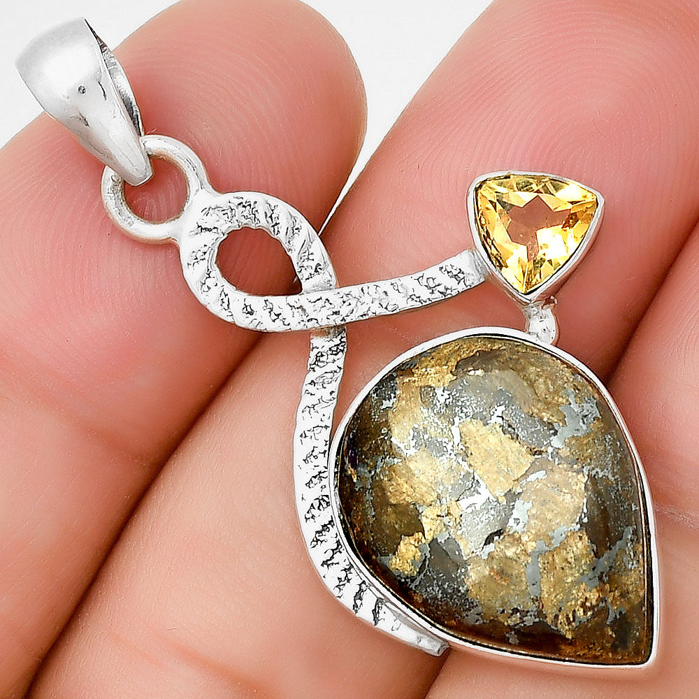 Natural Bronzite & Citrine Pendant P-1111 SDP130965