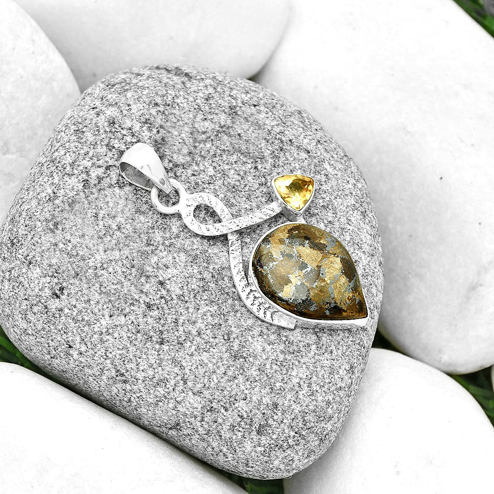 Natural Bronzite & Citrine Pendant P-1111 SDP130965