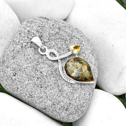 Natural Bronzite & Citrine Pendant P-1111 SDP130965