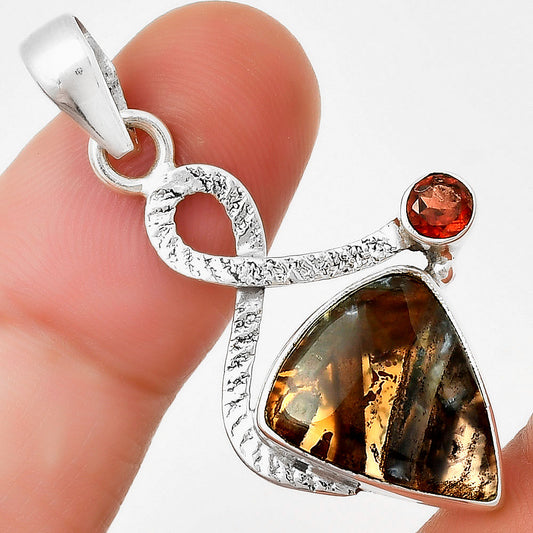 Natural Tube Agate - Turkish & Garnet Pendant P-1111 SDP130966
