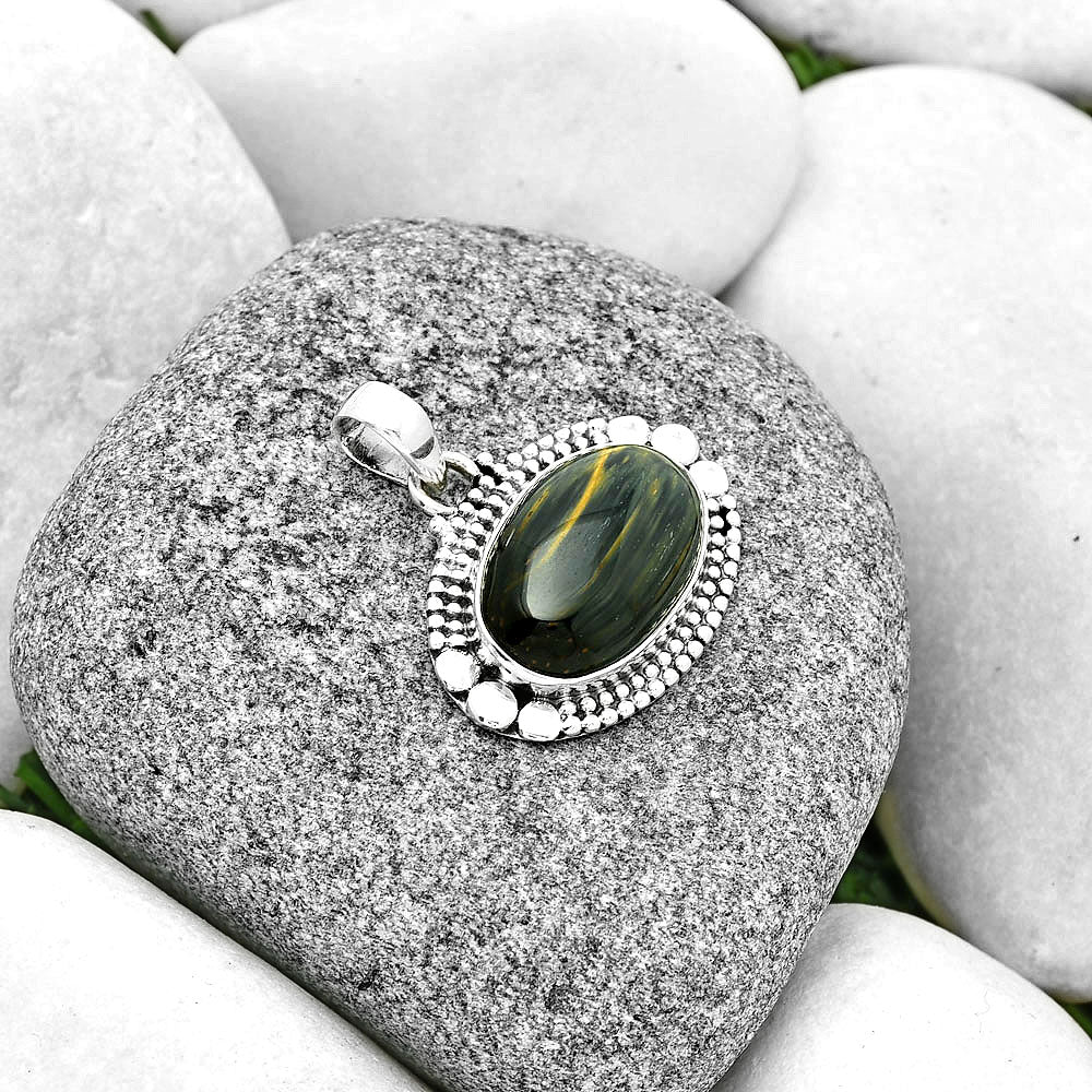 Natural Blue Tiger Eye Pendant P-1677 SDP130975