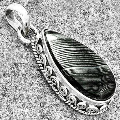 Crown Of Silver Psilomelane - Black Malachite Pendant P-1134 SDP131024