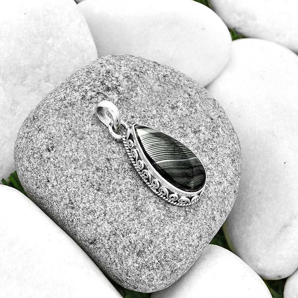 Crown Of Silver Psilomelane - Black Malachite Pendant P-1134 SDP131024