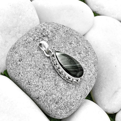 Crown Of Silver Psilomelane - Black Malachite Pendant P-1134 SDP131024