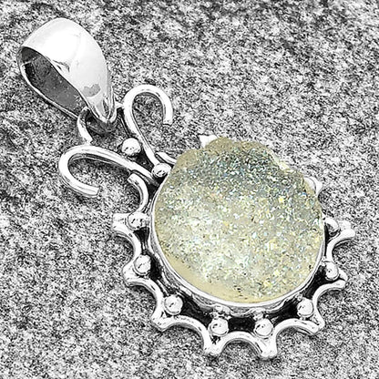 White Titanium Druzy Pendant P-1249 SDP131060
