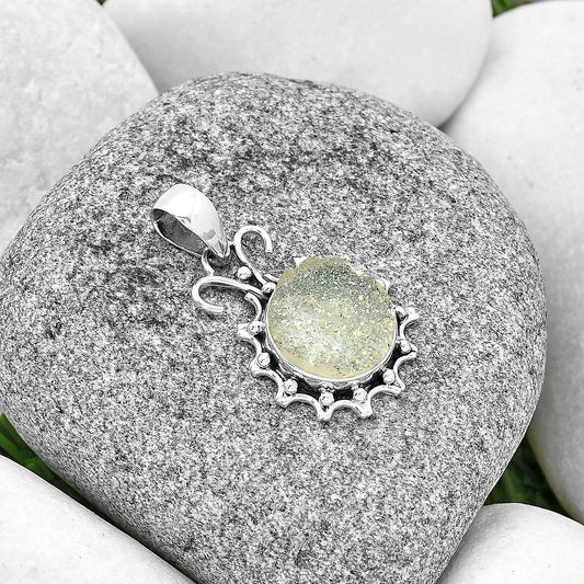 White Titanium Druzy Pendant P-1249 SDP131060
