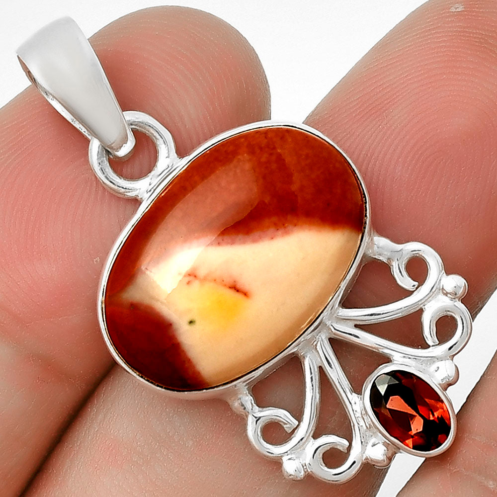 Natural Red Mookaite & Garnet Pendant P-1594 SDP131089