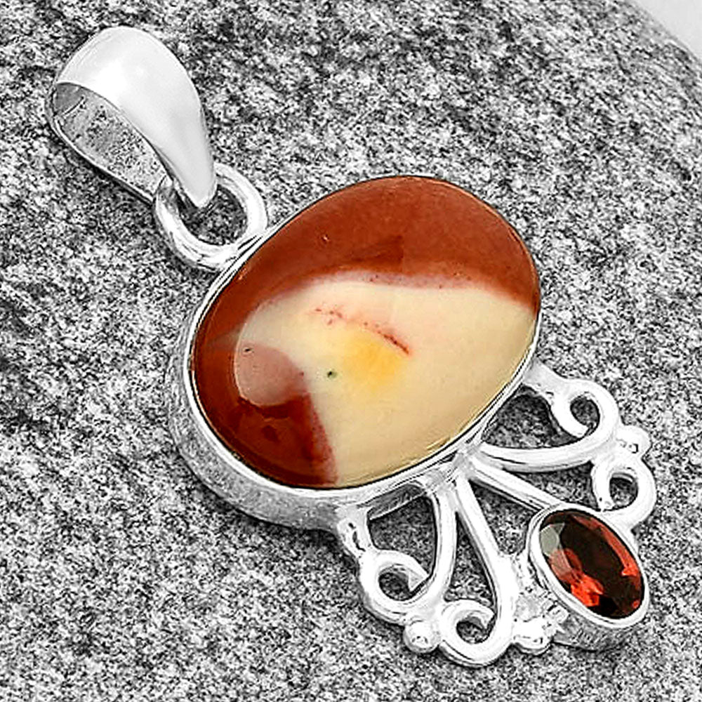 Natural Red Mookaite & Garnet Pendant P-1594 SDP131089