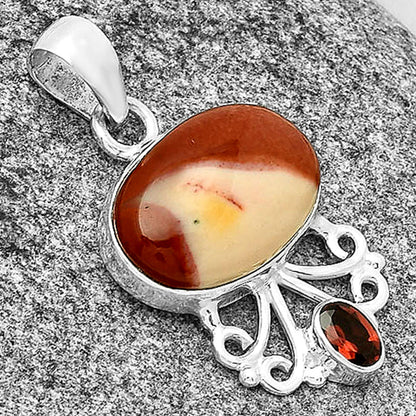 Natural Red Mookaite & Garnet Pendant P-1594 SDP131089
