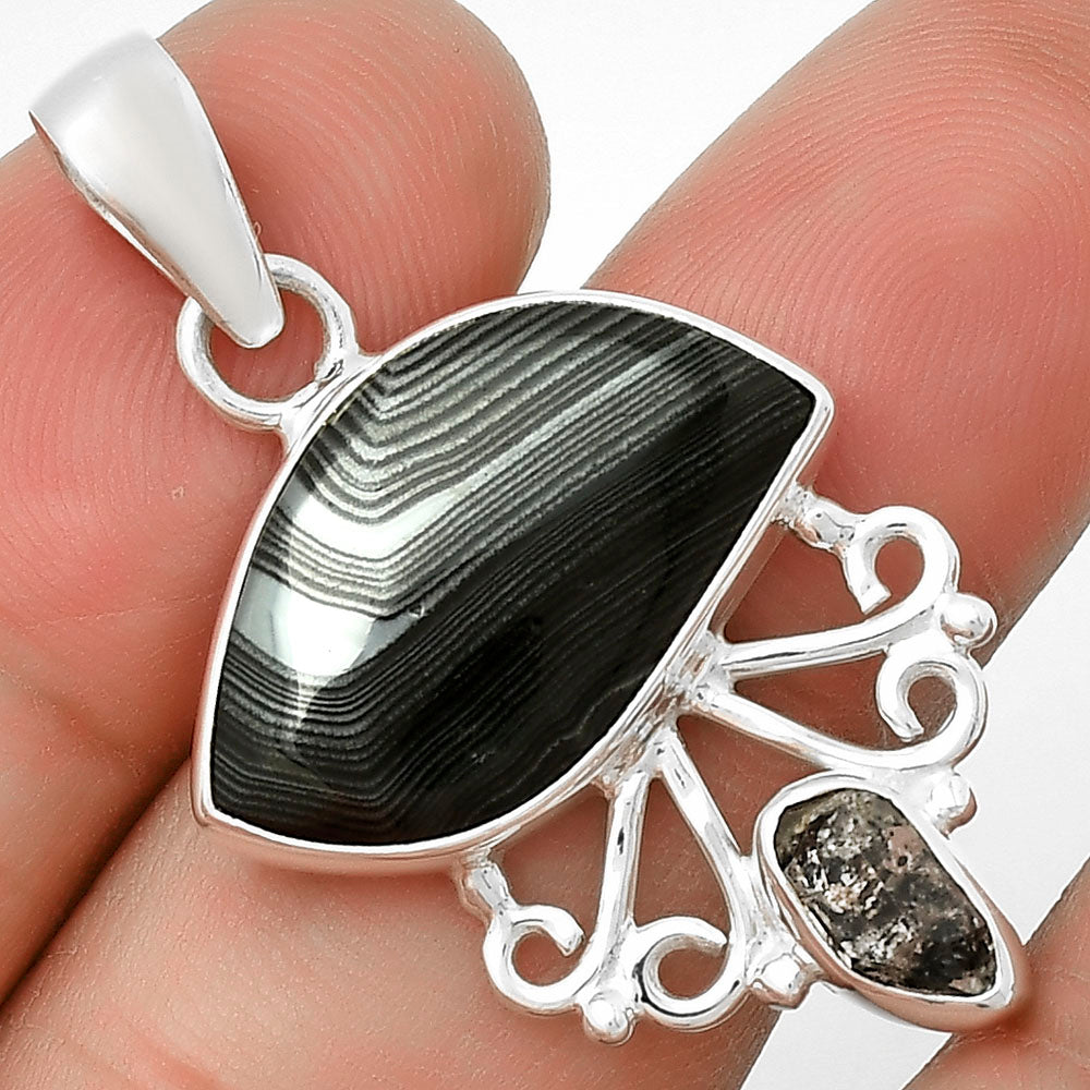 Black Malachite & Herkimer Diamond Pendant P-1594 SDP131091