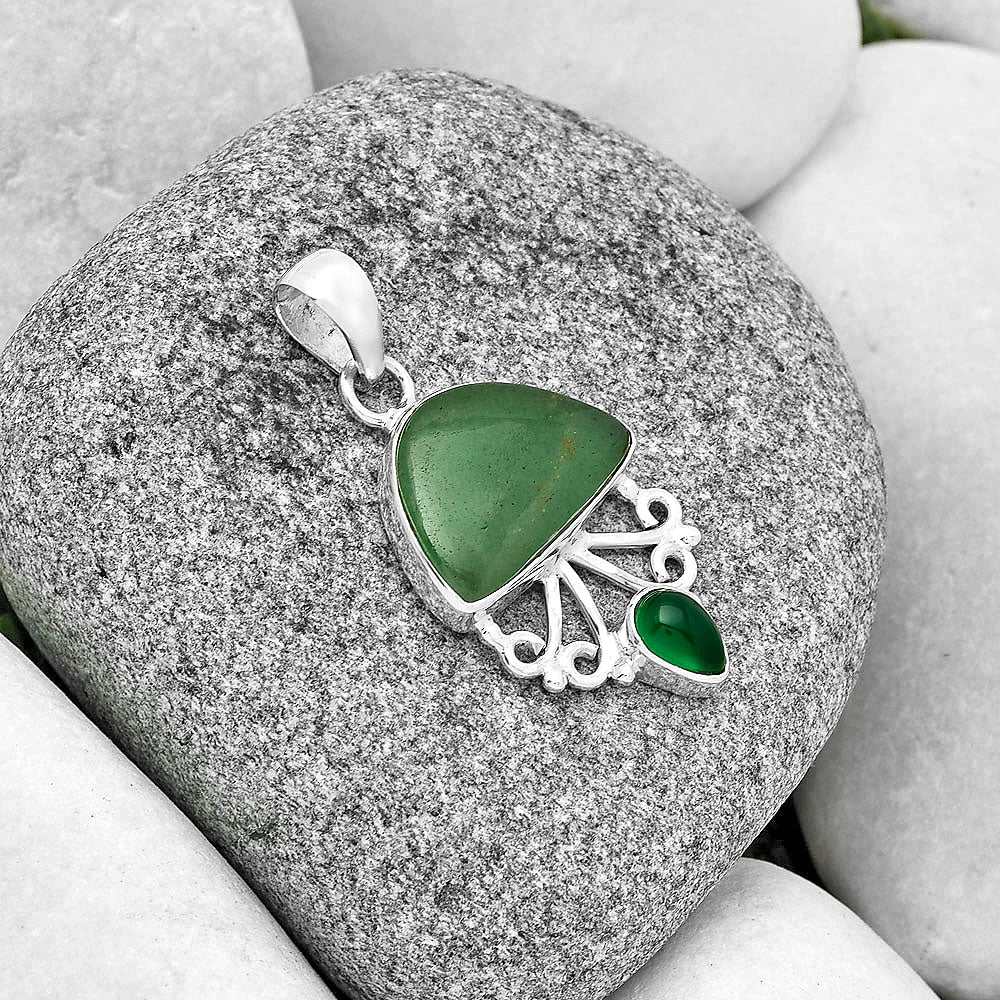 Natural Green Aventurine & Green Onyx Pendant P-1594 SDP131093