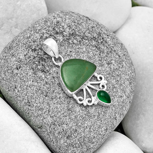 Natural Green Aventurine & Green Onyx Pendant P-1594 SDP131093