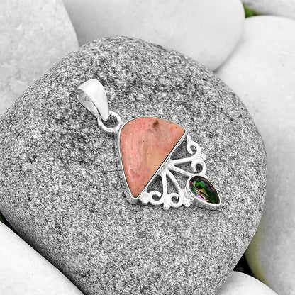 Pink Tulip Quartz & Mystic Topaz Pendant P-1594 SDP131095