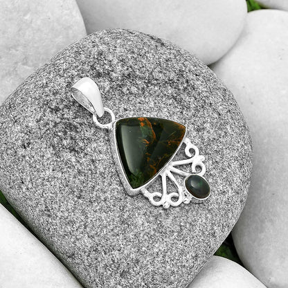 Turkish Rainforest Chrysocolla & Black Ethiopian Opal Pendant P-1594 SDP131102