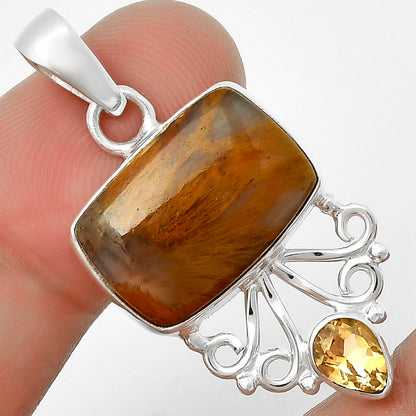 Natural Sandalwood & Citrine Pendant P-1594 SDP131106