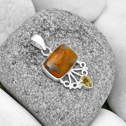 Natural Sandalwood & Citrine Pendant P-1594 SDP131106