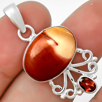 Natural Red Mookaite & Garnet Pendant P-1594 SDP131109