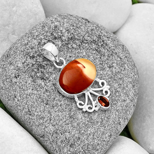 Natural Red Mookaite & Garnet Pendant P-1594 SDP131109