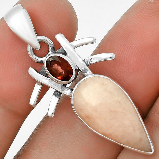 Natural Pink Scolecite & Garnet Pendant P-1046 SDP131127