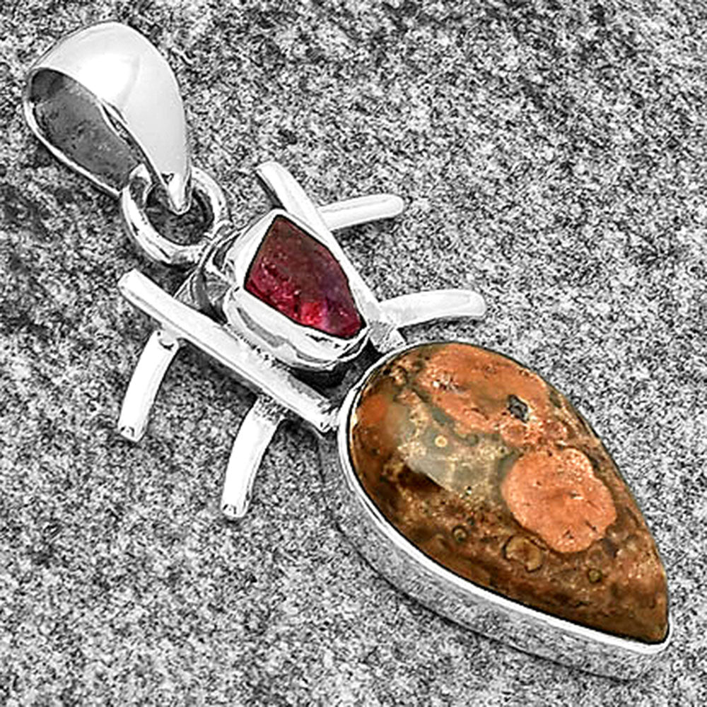 Poppy Jasper & Pink Tourmaline Rough Pendant P-1046 SDP131146