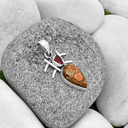Poppy Jasper & Pink Tourmaline Rough Pendant P-1046 SDP131146