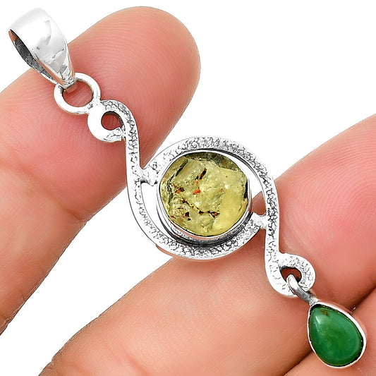 Green Kyanite Rough & Chrysoprase Pendant P-1115 SDP131254