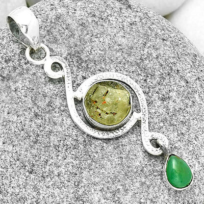 Green Kyanite Rough & Chrysoprase Pendant P-1115 SDP131254