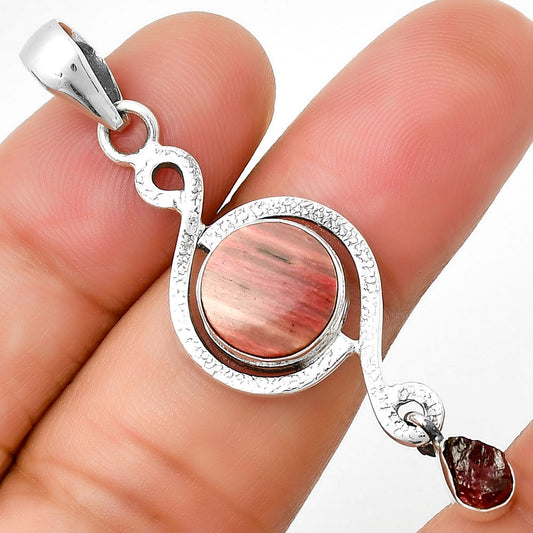 Pink Tulip Quartz & Pink Tourmaline Rough Pendant P-1115 SDP131269