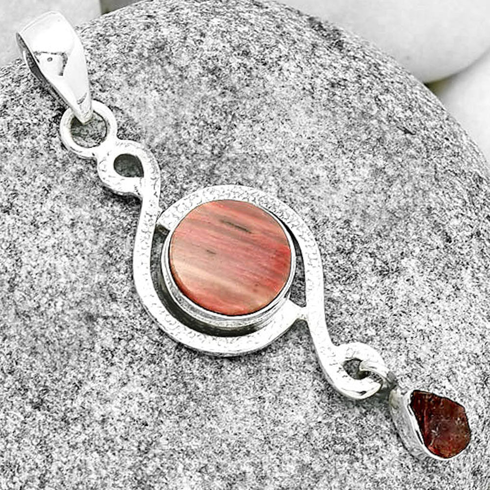 Pink Tulip Quartz & Pink Tourmaline Rough Pendant P-1115 SDP131269