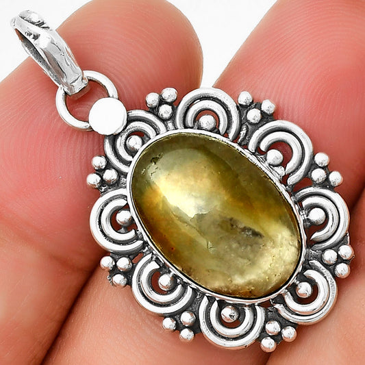 Filigree Natural Australian Prehnite Pendant P-1330 SDP131289