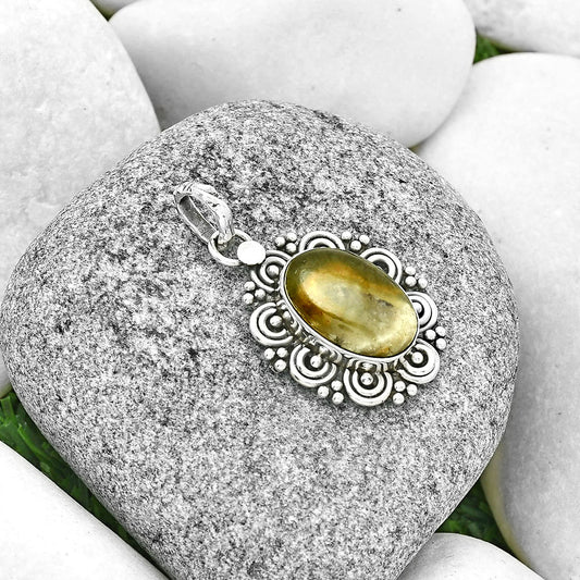 Filigree Natural Australian Prehnite Pendant P-1330 SDP131289