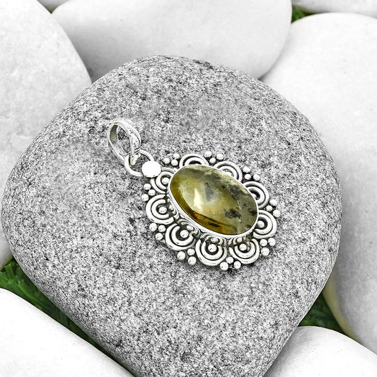 Filigree Natural Australian Prehnite Pendant P-1330 SDP131294