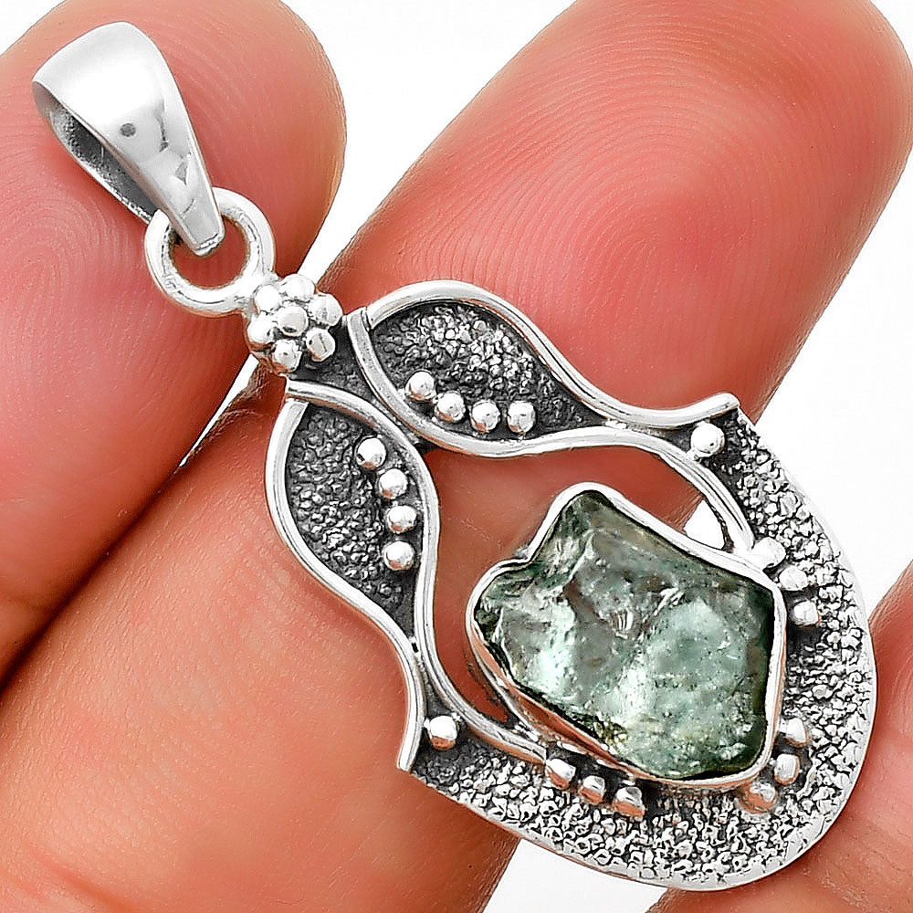 Natural Aqua Apatite Rough Madagascar Pendant P-1277 SDP131315