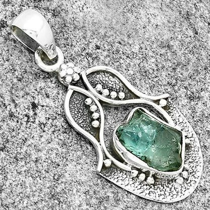 Natural Aqua Apatite Rough Madagascar Pendant P-1277 SDP131315