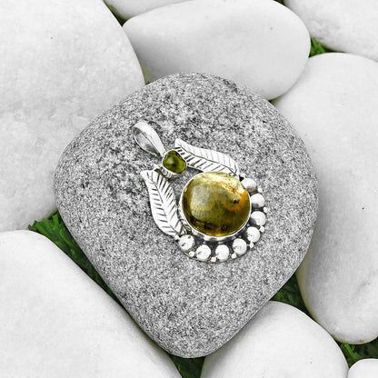 Australian Prehnite & Peridot Rough Pendant P-1374 SDP131343