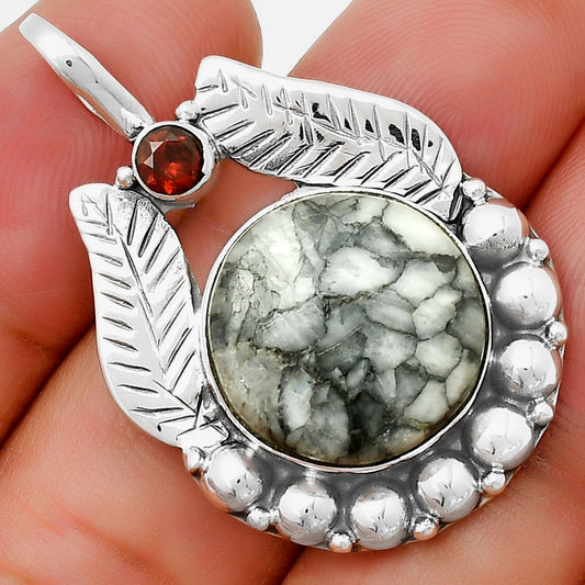 Natural Pinolith Stone & Garnet Pendant P-1374 SDP131346