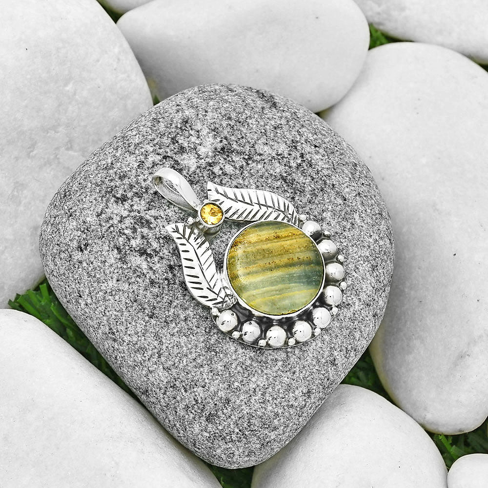 Natural Blue Aragonite & Citrine Pendant P-1374 SDP131348