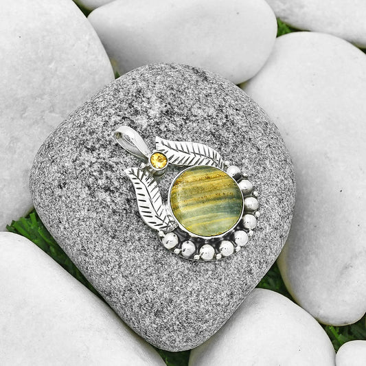 Natural Blue Aragonite & Citrine Pendant P-1374 SDP131348