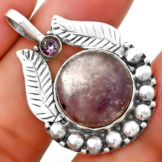 Natural Purple Lepidolite & Amethyst Pendant P-1374 SDP131352