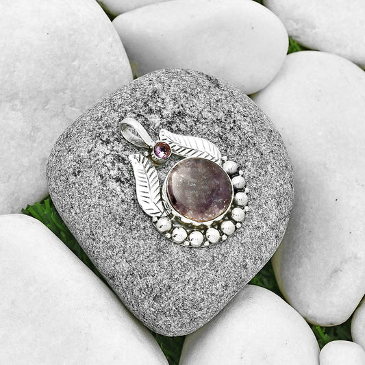 Natural Purple Lepidolite & Amethyst Pendant P-1374 SDP131352