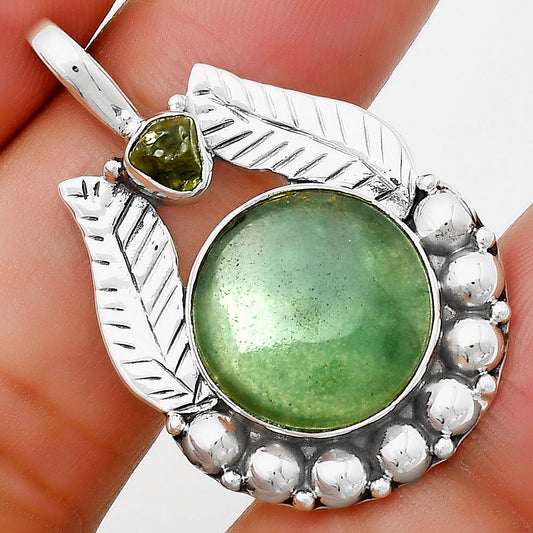 Green Aventurine & Peridot Rough Pendant P-1374 SDP131354
