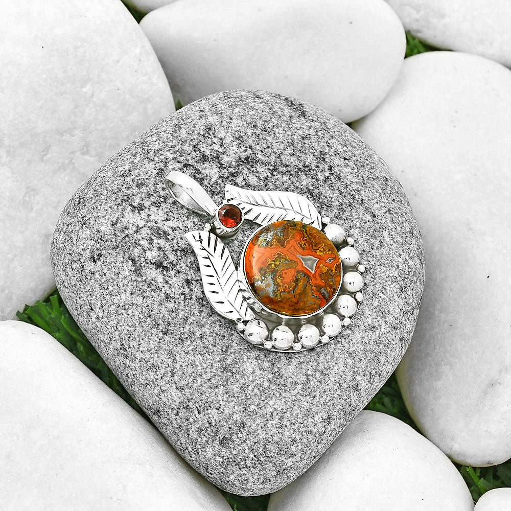 Rare Cady Mountain Agate & Garnet Pendant P-1374 SDP131355