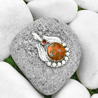 Rare Cady Mountain Agate & Garnet Pendant P-1374 SDP131355